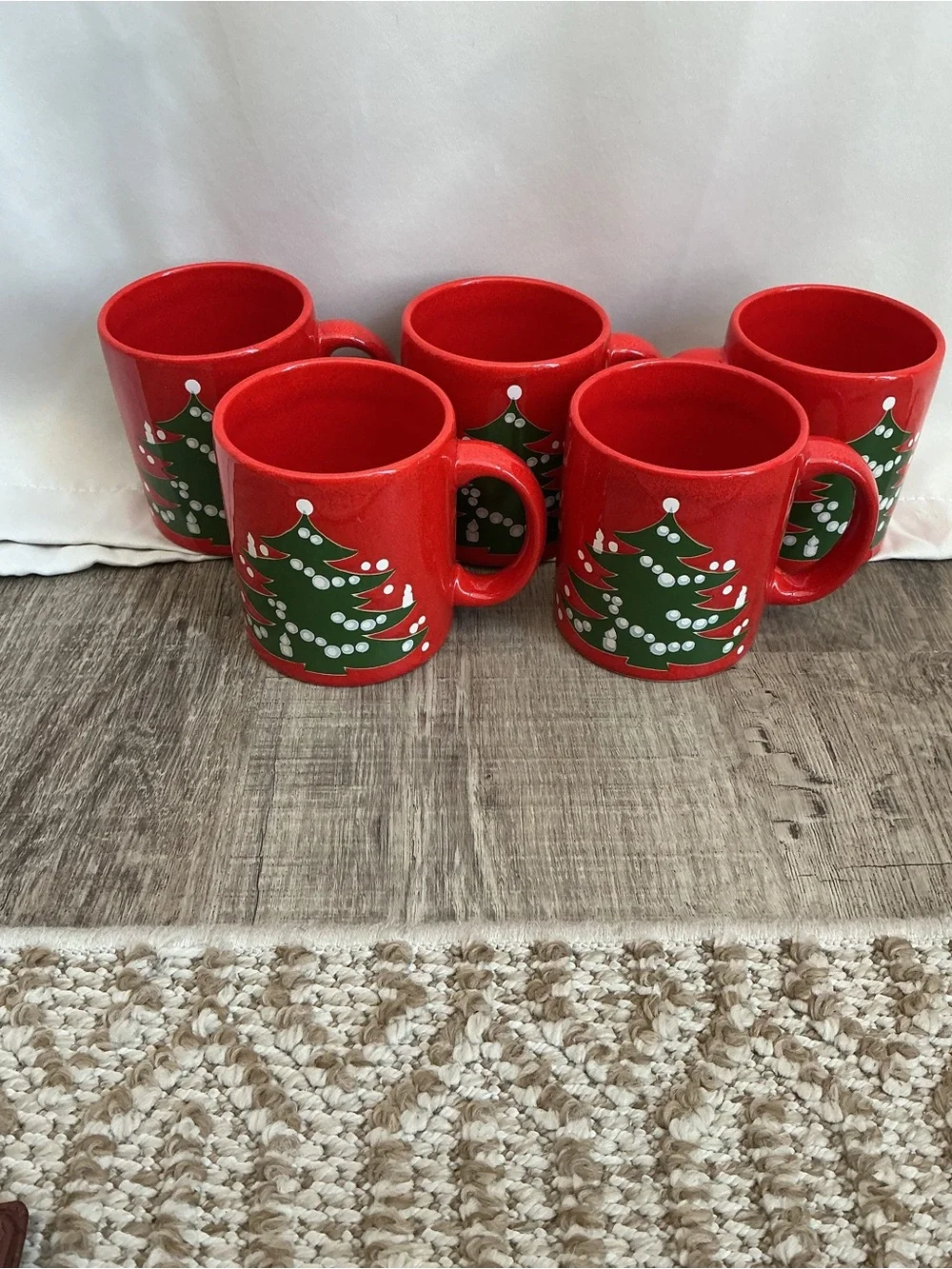 Lot of 8 Vintage Waechtersbach Christmas Tree Red Mugs Cups West Germany Vtg